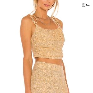 Amuse Society Mustard Floral Crop Top